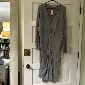 Grey Knit Knotted Dress